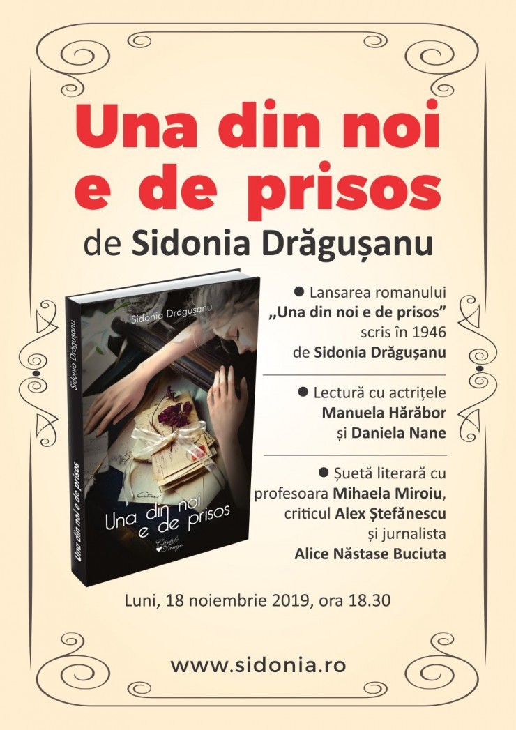 Lansare de carte - Una din noi e de prisos -  de Sidonia Dragusanu