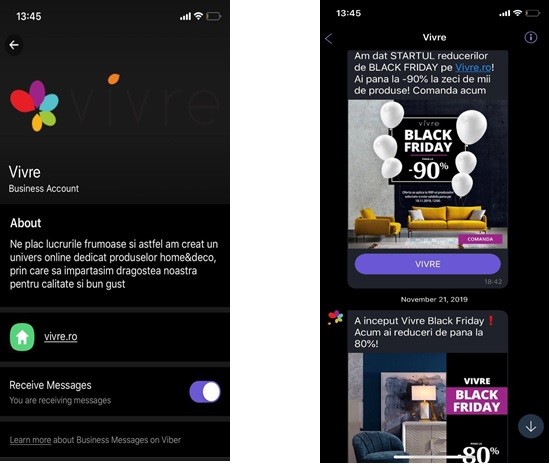 Notificări prin aplicația VIBER, rezultate spectaculoase pentru retailer-ul online VIVRE