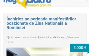 Prețurile apartamentelor de închiriat în perioada manifestărilor Centenarului au luat-o razna