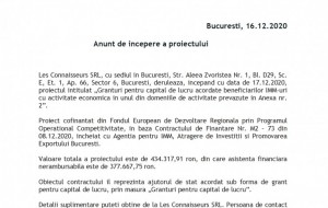 Anunt incepere proiect ”Granturi pentru capital de lucru”